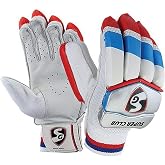 SG Super Club Batting Gloves | White | Men's Size| Leather, Cotton, PVC, TPU | Men | Comfortable Fit | Durable Material | Breathable | Adjustable | High Protection