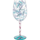 Enesco Lolita Dance of the Dragonflies Hand-Painted Artisan Wine Glass, 15 Ounce, Multicolor