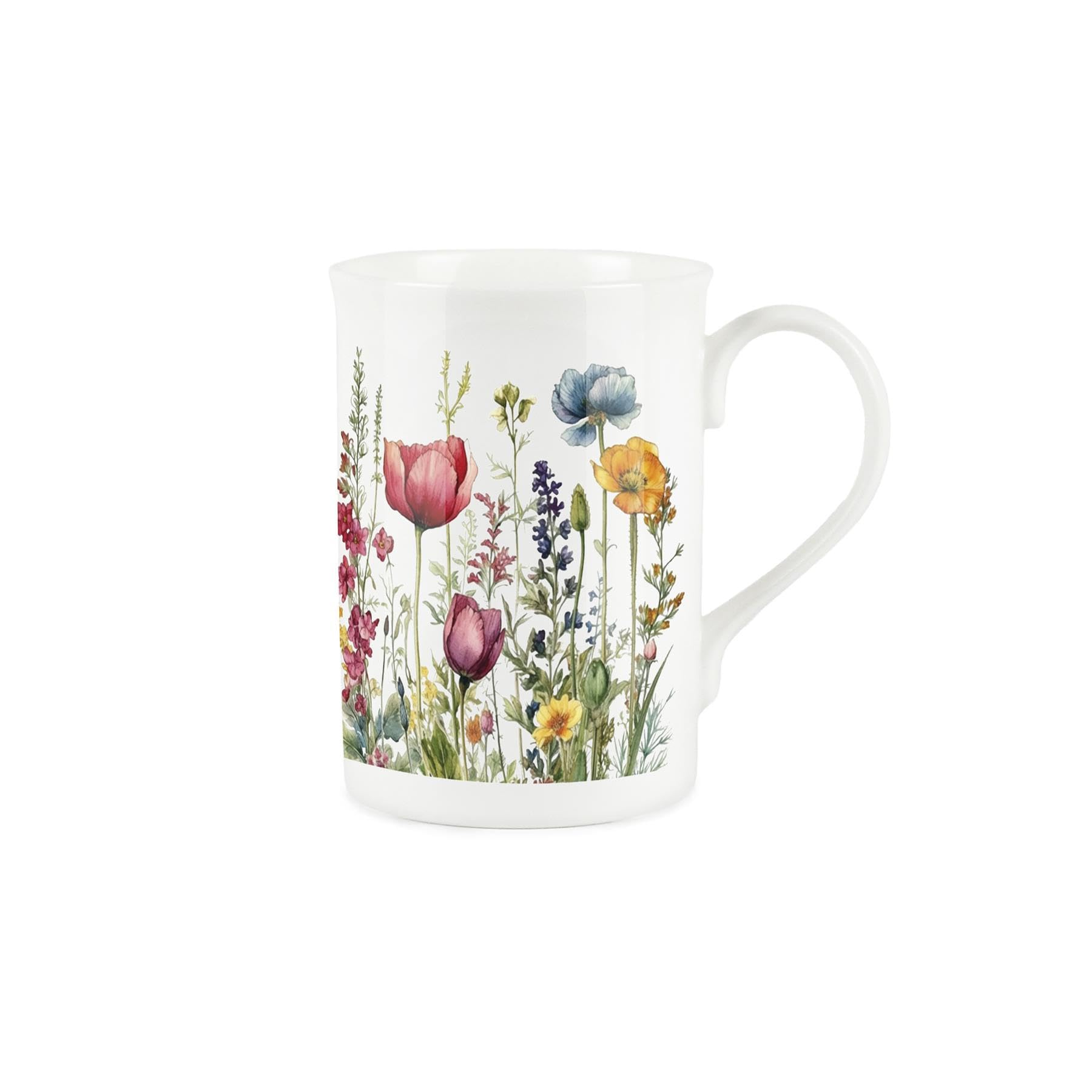 Purely Home Wildflower Mug - Floral Meadow Poppies - Bone China Mug Coffee/Tea Present Gift