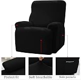 Leorate 4-Piece Recliner Chair Cover Set Black – Non-Slip, Pet Friendly view 4