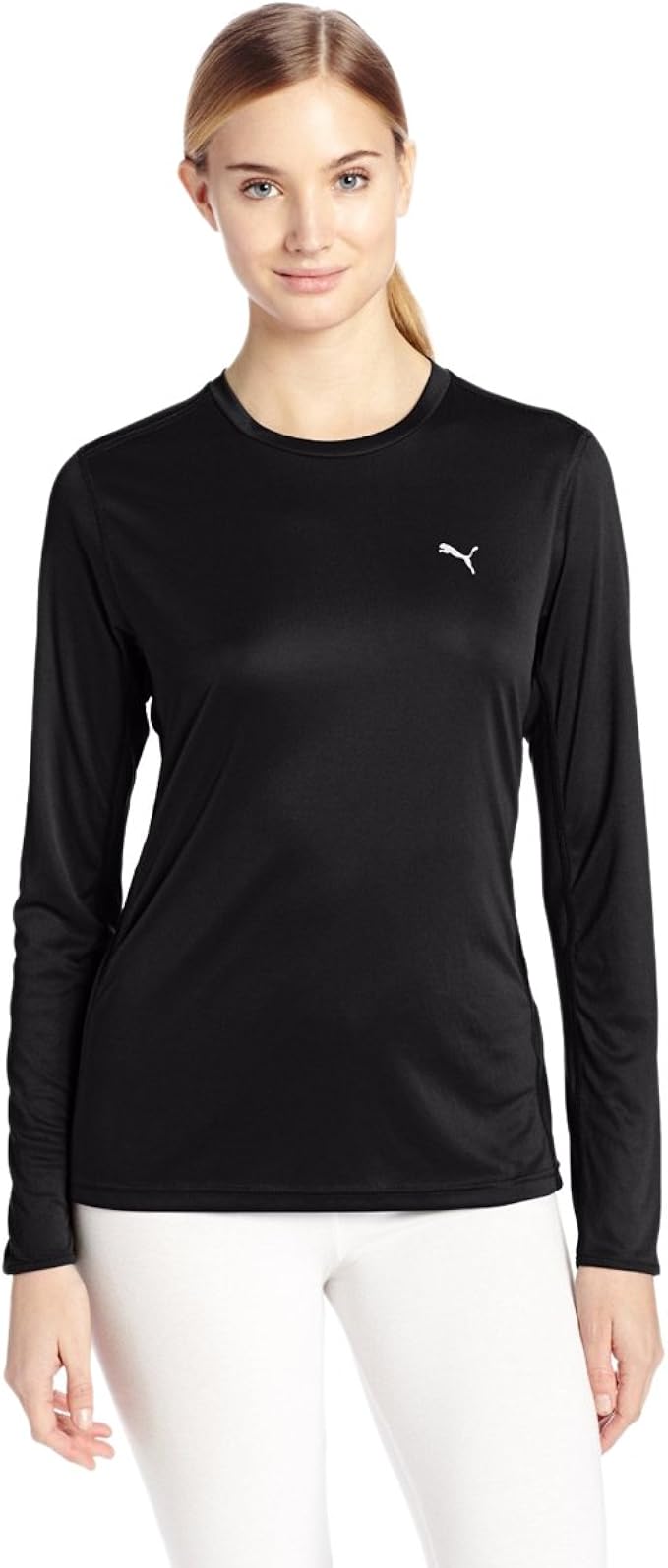 Amazon.com: PUMA Women's Performance Long Sleeve T-Shirt, Black/White, Large: Clothing