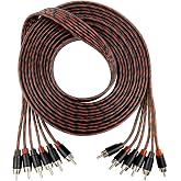 Alphasonik 17 Feet Premium 6 Channel Hyper-Flex RCA Interconnect Signal Patch Audio Cable with X-Radial Twist Wire Technology 100% Oxygen Free Copper Element Certified Multiple Applications FLEX-R66