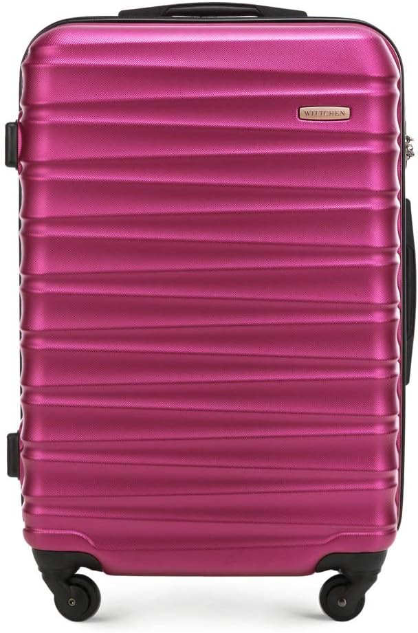 WITTCHEN Travel Suitcase Carry-On Cabin Luggage Hardshell Made of ABS with 4 Spinner Wheels Combination Lock Telescopic Handle Groove Line Set of 3 suitcases Pink - Image 3