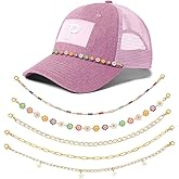 PH PandaHall 5pcs Trucker Hat Chains Golden Detachable Hat Chains Flowers Stars Crystals Chains Hat Charms Metal Brass Chain for Women Men, DIY Mesh Baseball Hat Accessories Decoration