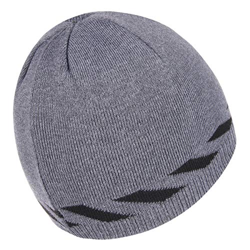 OMECHY Winter Beanie Skull Cap Warm Knit Fleece Lined Ski Slouchy Toboggan Hat for Men & Women Grey - Thumbnail 3