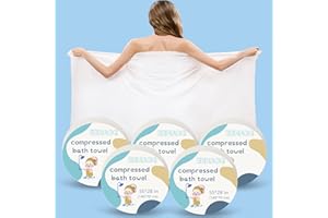 ERHAOG Compressed Towel Tablets - 55 * 28 in Compressed Bath Towel, 5 Psc Large Disposable Bath Towels for Travel, Compressed Cotton Bath Towels for Adults Baby Toddler Camping Hiking Swim Beach