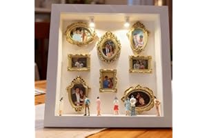 Mini Museum Picture Frame Silhouette Box, DIY Mini Museum Shadowbox with Mini Gold Picture Frames & Figurines, Personalized M