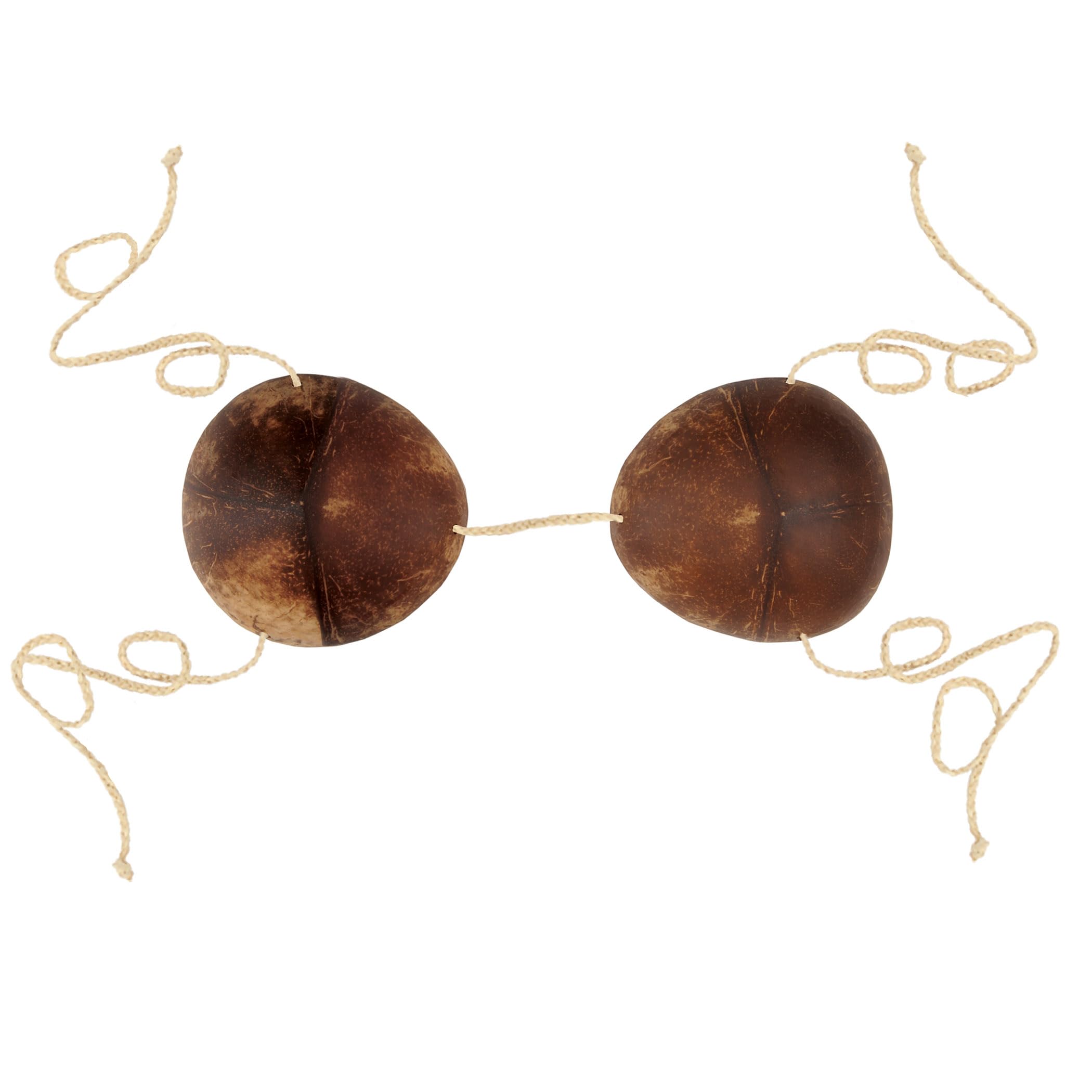 Photo 1 of Beistle Coconut Bikini Top – Natural Coconut Shells with Raffia Tie Strings, Hawaiian Luau Party Costume Accessory for Beach, Pool, and Tropical Celebrations, Adjustable