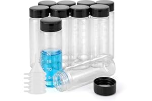 Kesell 10 Pack 30ml (1 oz) Glass Sample Vial Clear Graduated Measuring Bottles Empty Reusable Liquid Vials with Plastic Screw Cap and 10 Funnels