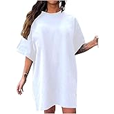 SOLY HUX Women's Plus Size T Shirt Dress Half Sleeve Crewneck Loose Summer Dresses