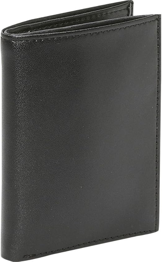 Genuine Leather Black Wallet With Double ID Flap Credit Card Holder at