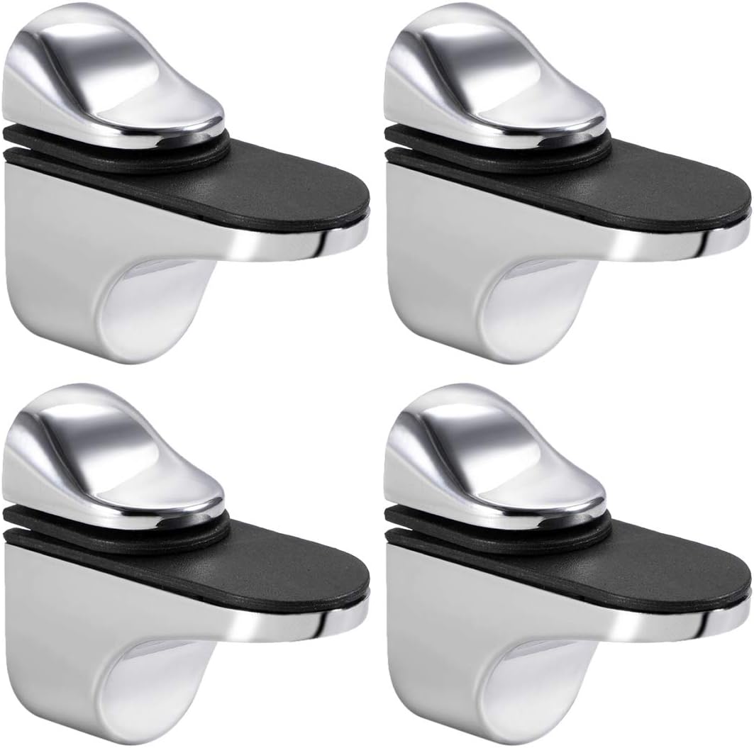 Sourcingmap Glass Shelf Bracket Wall Mount Adjustable Zinc Alloy Bright Chrome Clamp for 3-20mm Thickness 4pcs