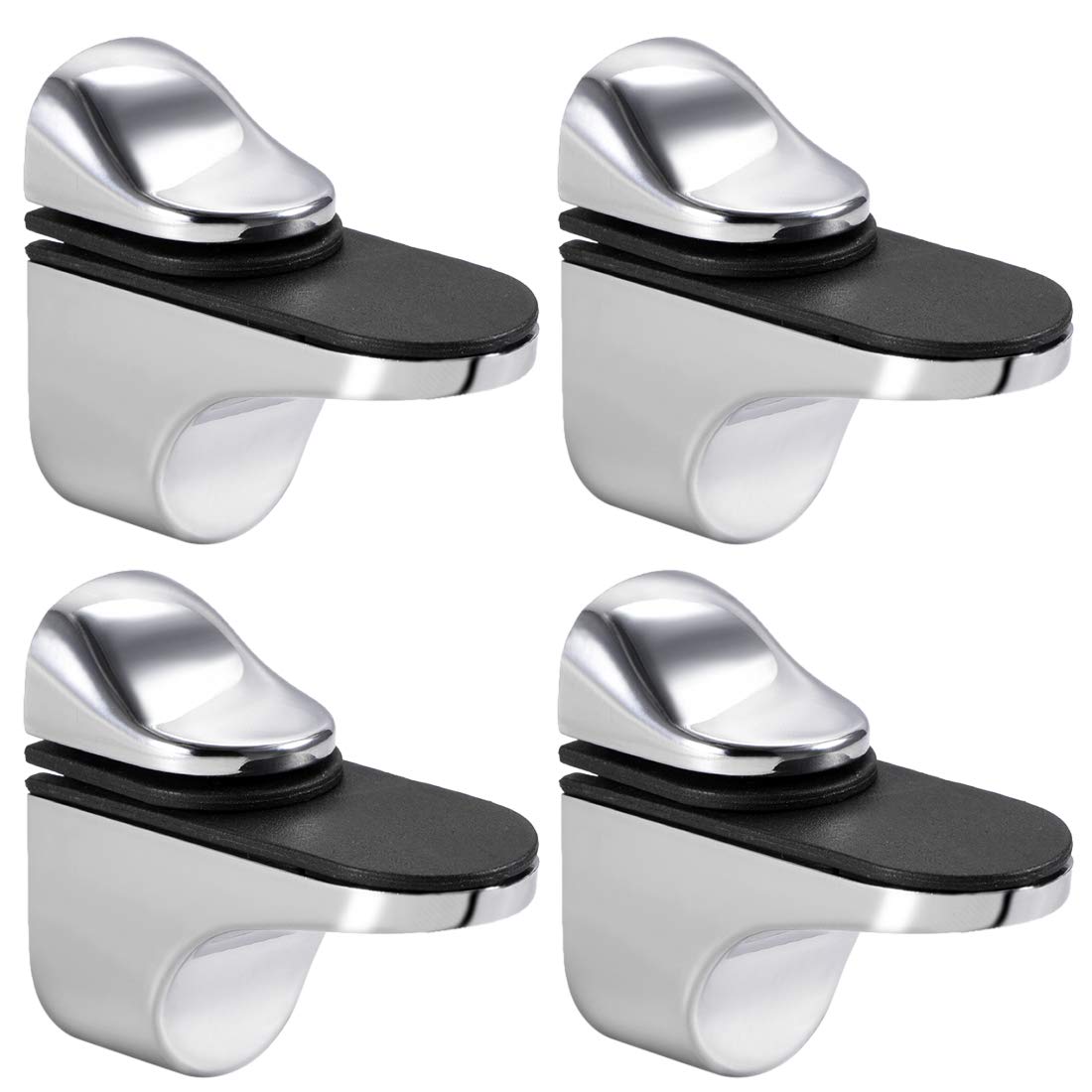 Sourcingmap Glass Shelf Bracket Wall Mount Adjustable Zinc Alloy Bright Chrome Clamp for 3-20mm Thickness 4pcs