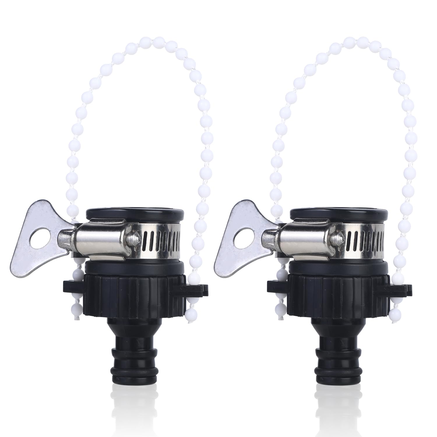 lvzhen 2Pcs Hose Tap Connector | Round Diameter 15mm and 20mm Kitchen Tap Hose Connector | Adjustable Stainless Steel Collar Garden Tap Connector for Hose Pipe