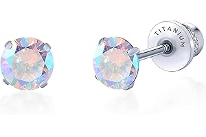 Limerencia Hypoallergenic G23 Implant Grade Titanium Screw Back Earrings Tragus 20G Helix F136 Piercing Post for Sensitive Ears Simulated Diamond Cartilage