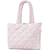 soewten Puffer Tote Bag for Women, Quilted Bag with Zipper, Small Tote HandBags for Work, Travel