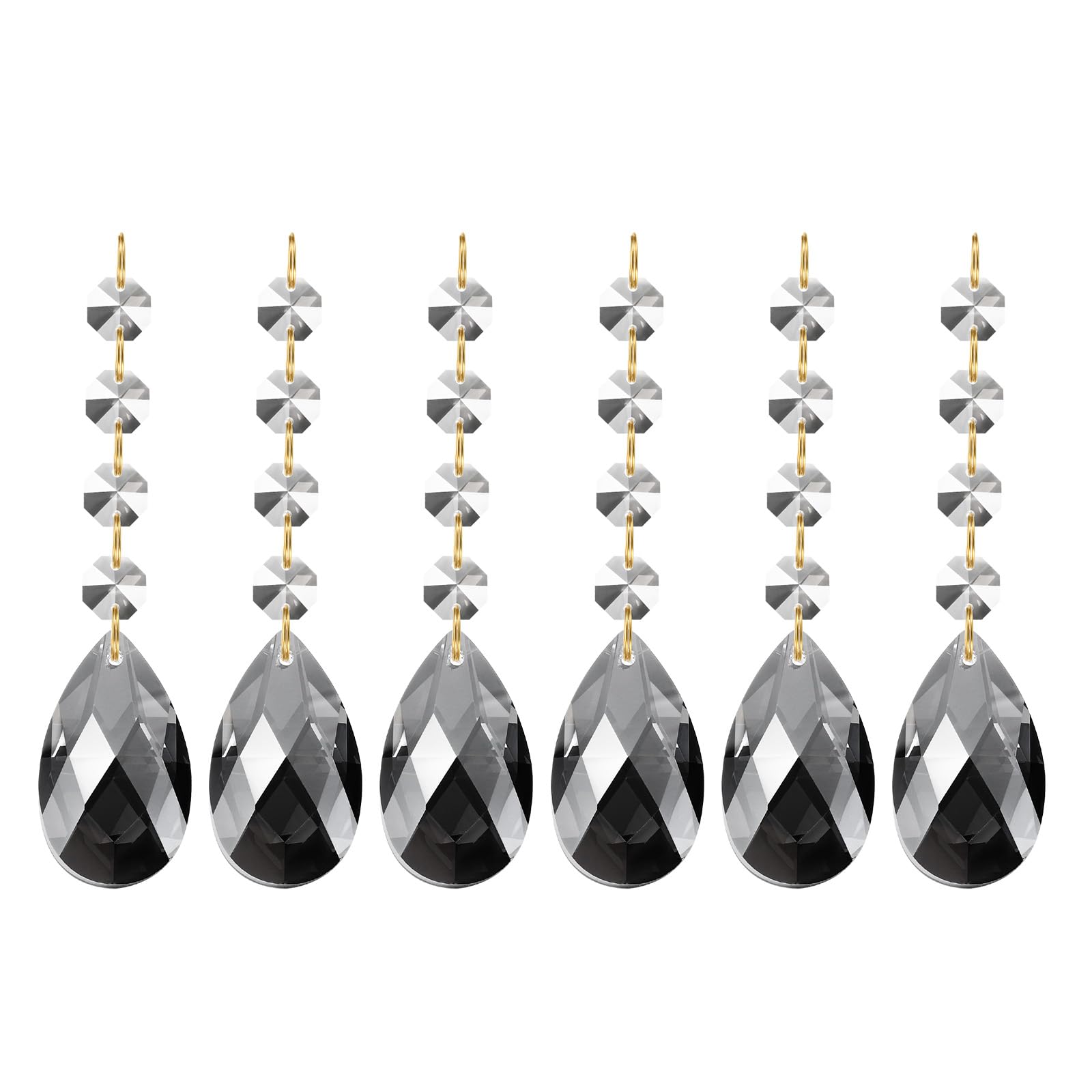 PATIKIL Teardrop Crystal Chandelier Pendants Beads, 6 Pack 120mm Length 38mm Chandelier Prisms Parts Ornaments Hanging Beads for DIY Arts Crafts Decoration, Electroplating Gray