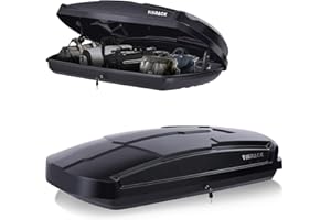 PIDOCK Hard Shell Roof Cargo Carrier, 15.5 Cubic Feet Black Roof Box, Durable ABS Storage with Dual-Sided Opening, Weatherproof & Locking System, Tool-Free Installation, 58.3" L x 35.4" W x 13" H