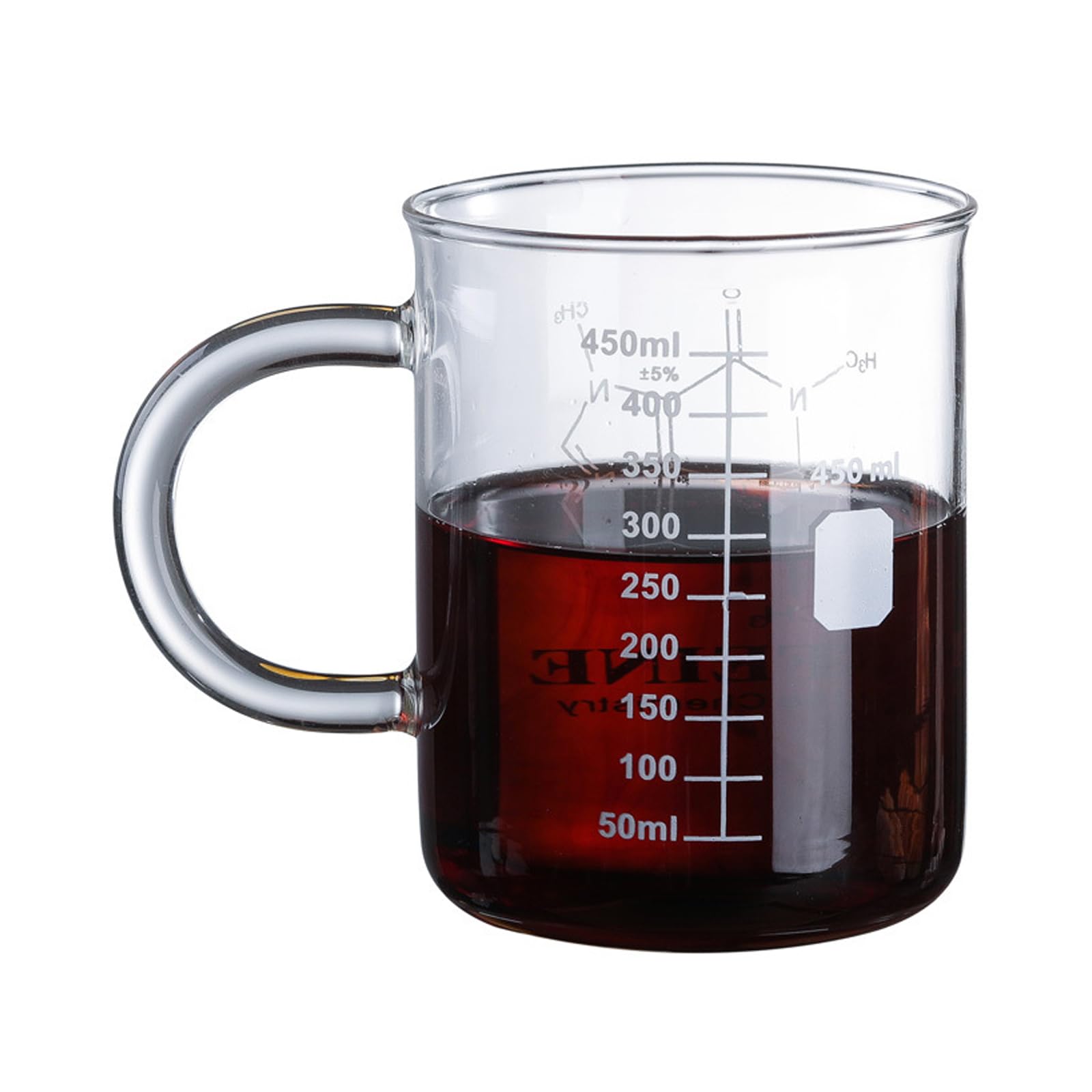 BORDSTRACT Measuring Cup, Caffeine Molecule Cup 3.5 x 4.5 in for Coffee Tea Latte Measuring Cup