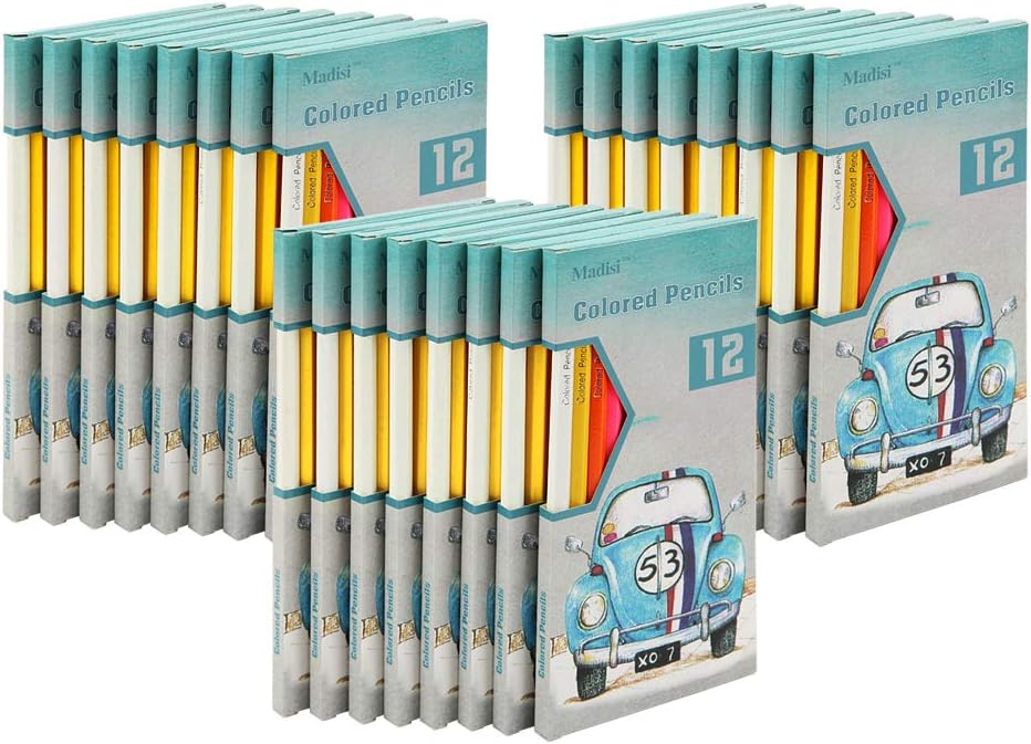 Madisi Colored Pencils Bulk - Pre-Sharpened - 24 Packs of 12-Count - 288 Colored Pencils for Kids: Toys & Games