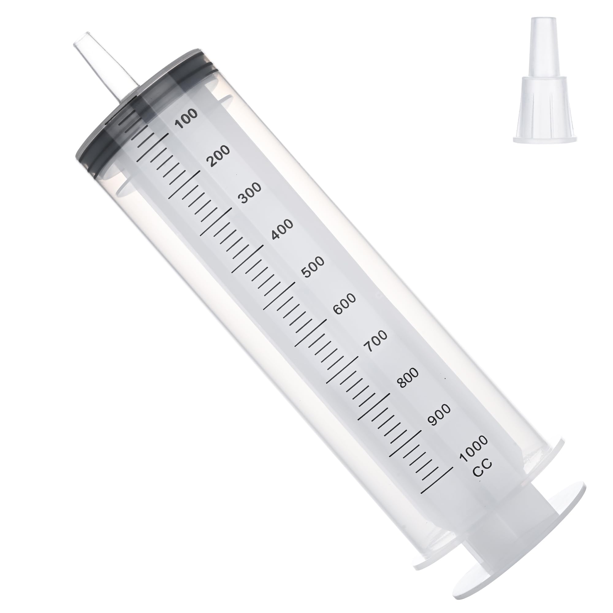 Photo 1 of 1000mL Syringe for Liquid, Large Plastic Syringe with Tip Adapter, Individual Sterile Sealed for Scientific Dispensing, Paint, Watering, Oil