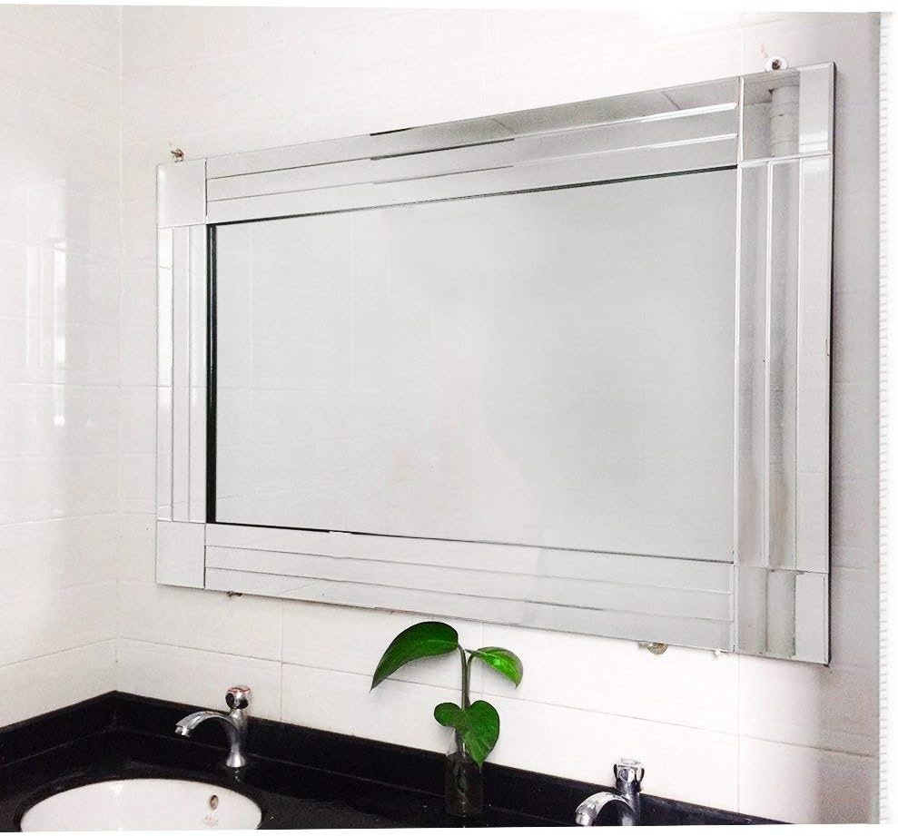 Tuff Concepts 120cm X 80cm antique modern venetian style wall mirror, Silver, 120L x 80W cm