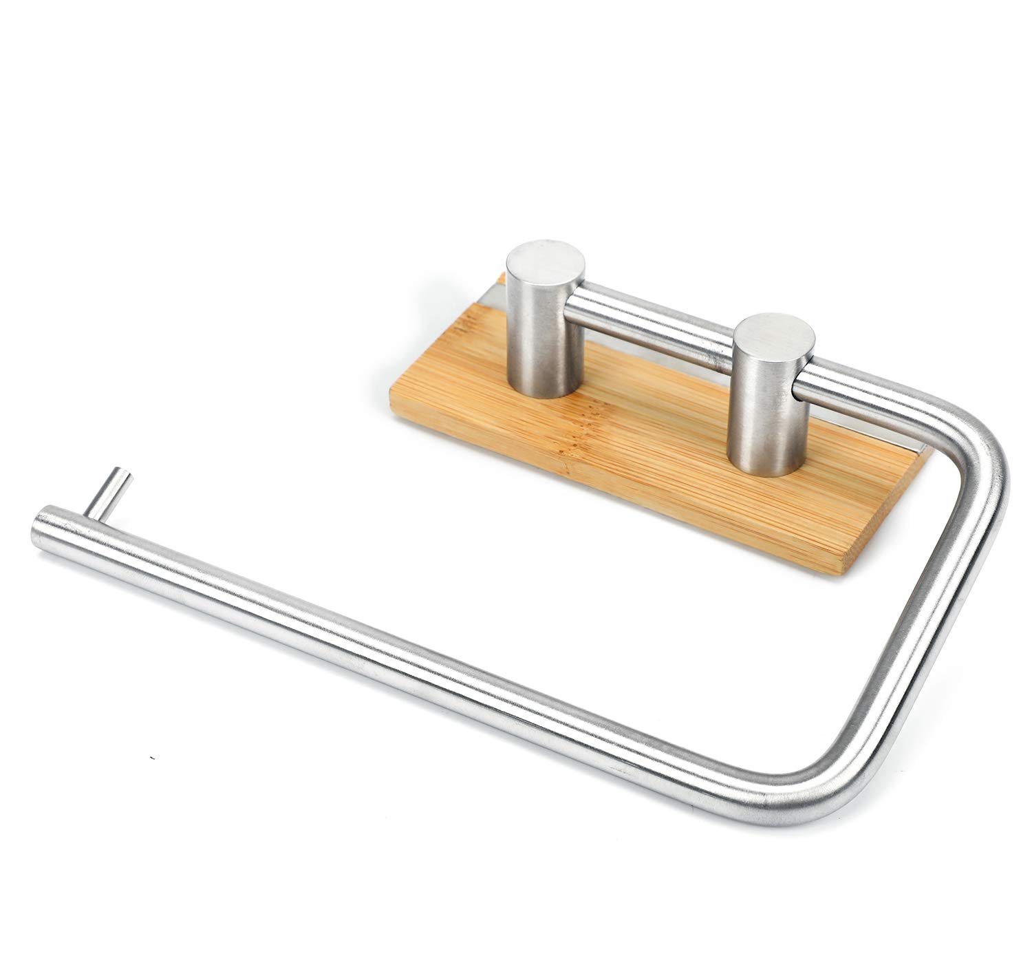 Toilet Roll Paper Holder Wall Mounted Bathroom SelfAdhesive Tissue Rack Stainless Steel and Bambo