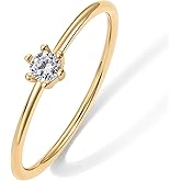 PAVOI 18K Gold Plated Marquise Round Mini Cubic Zirconia Stackable Rings for Women | Dainty Stacking Thin Band for Women