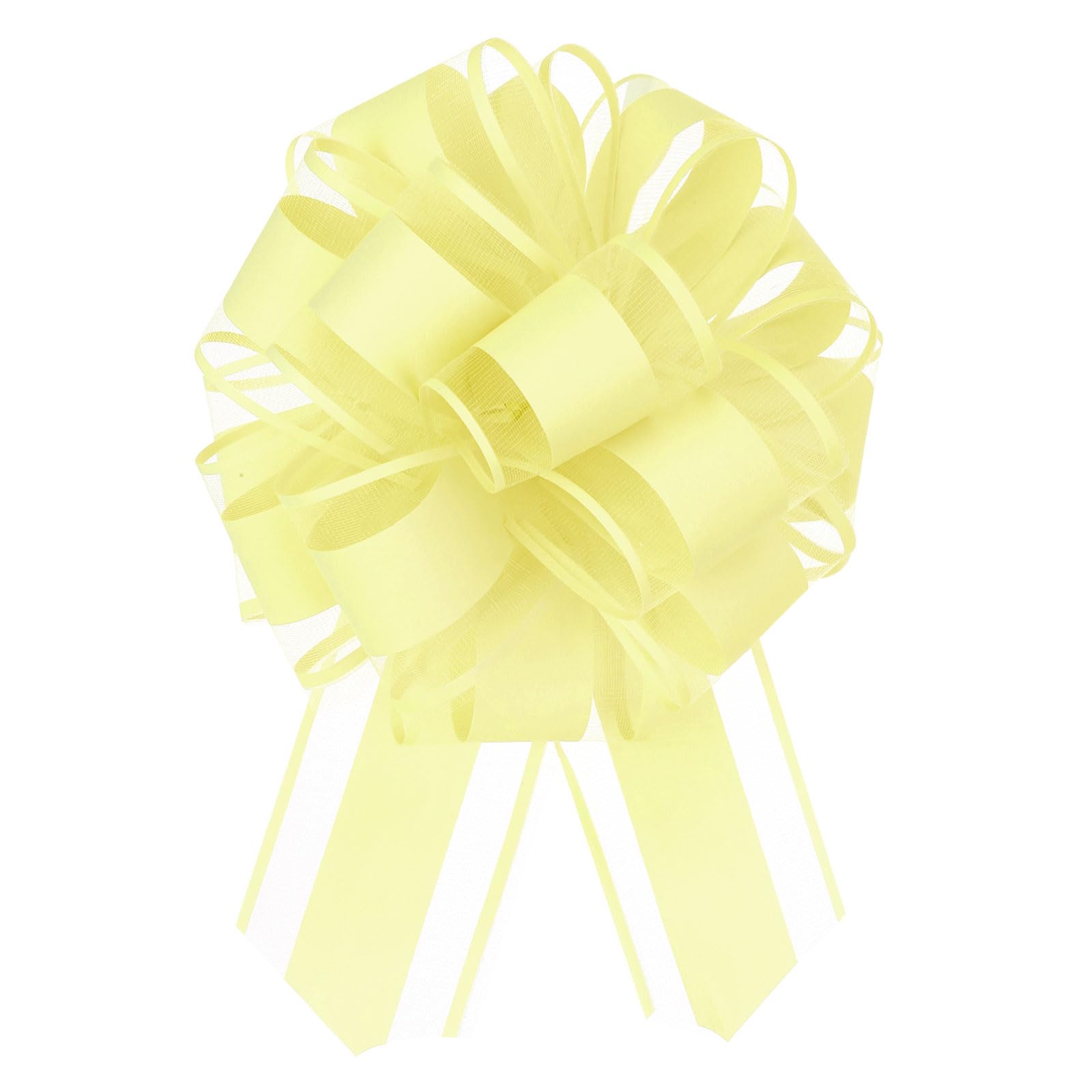 Uxcell 5pcs 6 Inch Large Big Pull Bow Organza Gift Wrapping Bows Ribbon for Wedding Car Baskets Presents Christmas Bow, Yellow