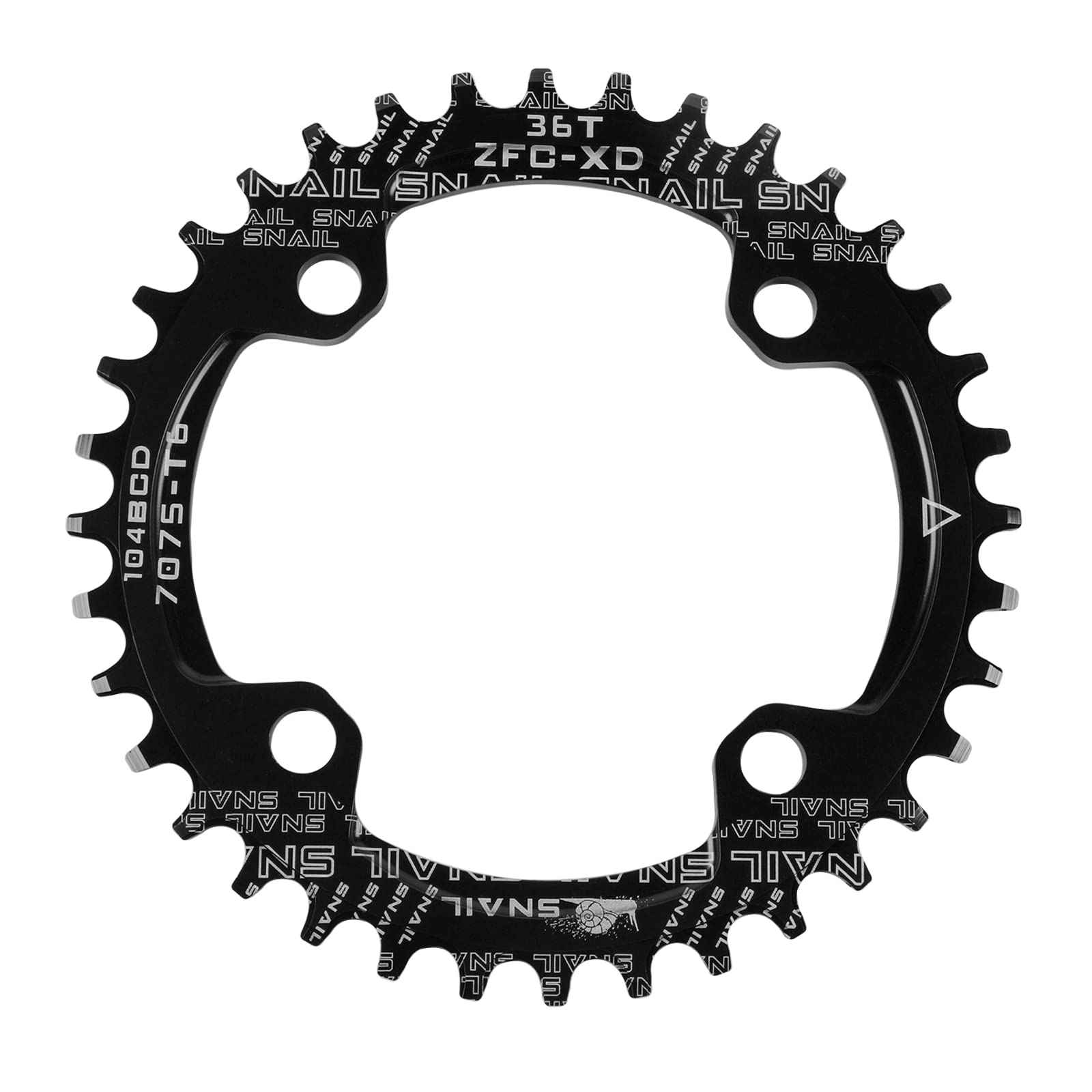 Jane Eyre Bicycle Chainrings 104 BCD 32T 34T 36T Narrow Wide Single Chain Ring Round Narrow Wide Chain Ring for Road Bike Mountain Bike BMX MTB (Black 36T)