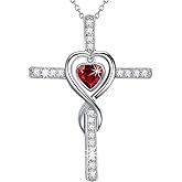 Dorella Love Infinity Necklace for Her Valentines Day Birthday Gifts Wife Mom February March Birthstones Amethyst Aquamarine Emerald Jewelry 925 Sterling Silver