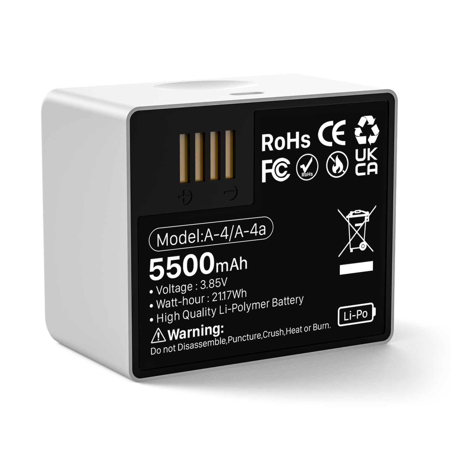 Photo 1 of Conqto 1-Pack Batteries for Arlo Pro 3/ Pro 4, 5500mAh Rechargeable Battery Replacement Compatible with Arlo Pro 5S 2K, Ultra, Ultra 2 Camera, A-4 A-4a, VMA5400, VMC4040P, VMC4060P