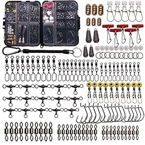 SUPERTHEO Fishing Accessories Kit with Hooks Bass Casting Sinkers Fishing Swivels Snaps Sinker Slides Fishing Line Beads…
