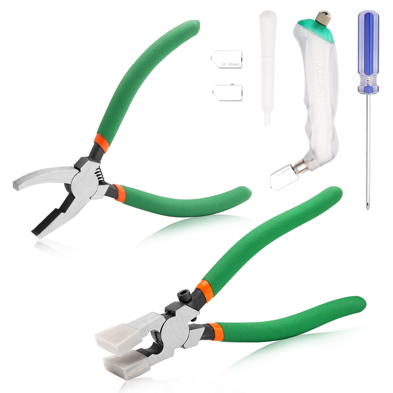 SPEEDWOX 10PCS Heavy Duty Glass Running Pliers Breaker Grozer Pliers with Extra Rubber Tips Professional Stained Glass Cutting Tool for Stained Glass Mirrors Tiles Mosaic