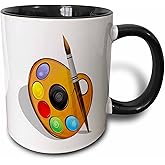 3dRose Art Brushes And Paint Mug, Black/White, 11 oz
