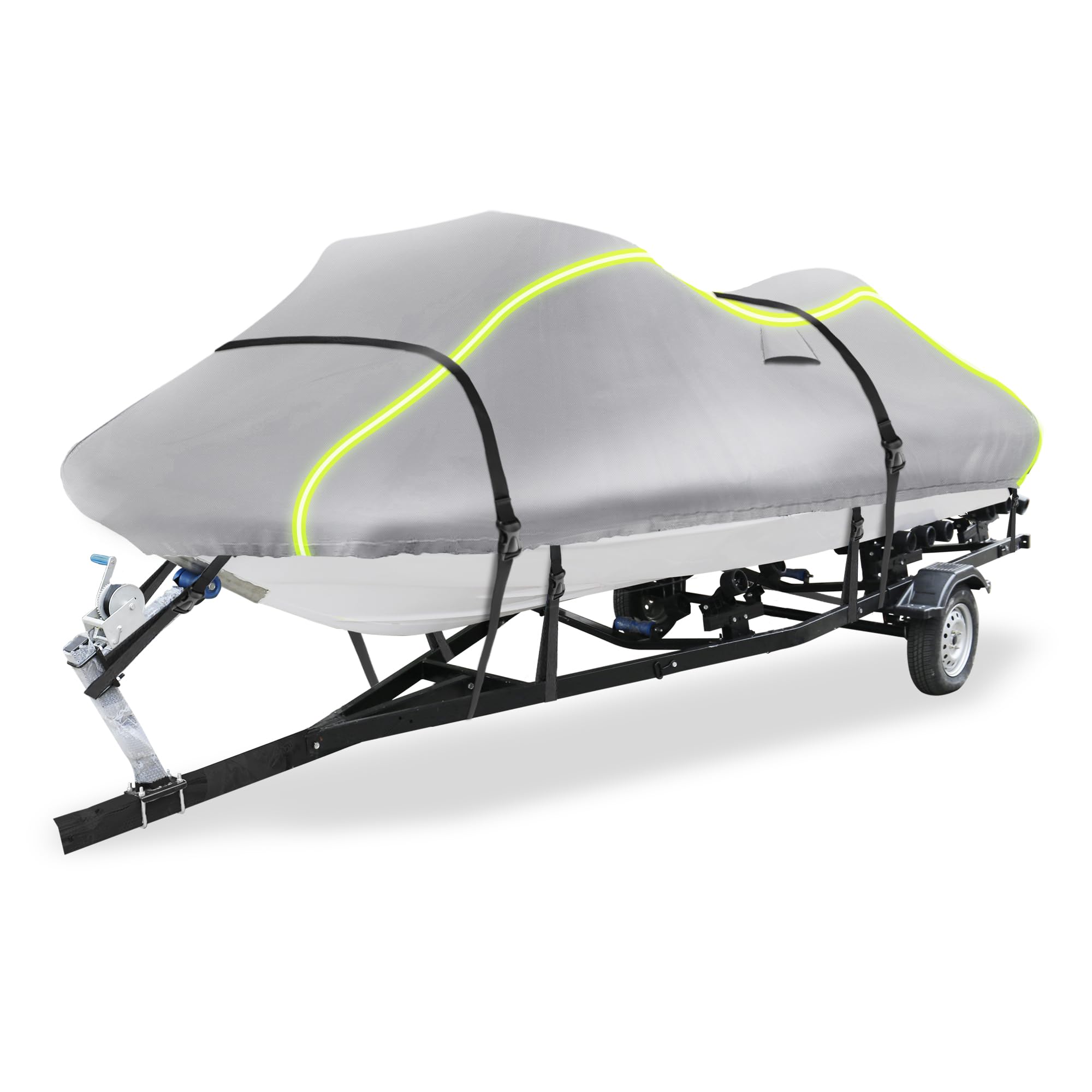 Photo 1 of X AUTOHAUX for Jet Ski Cover Fits 136"-145" (1 Seater), 300D Duty Oxford Anti-UV Waterproof Trailerable PWC Cover Fit for Yamaha for SeaDoo for Kawasaki W/ 2 Air Vent 10 Straps Silver Tone
