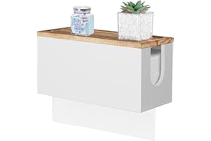 BIVVCLAZ Paper Towel Dispenser Wall Mount, Wooden Bathroom Paper Towel Holder with Lid for Home and Commercial, Countertop C-Fold, Z-Fold, Trifold Paper Hand Towel Dispenser for Kitchen Office, White