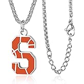 Initial A-Z Letter Basketball Necklace for Men - Charm Pendant With Stainless Steel Silver Box Chain 22+2inch - Personalized Gift
