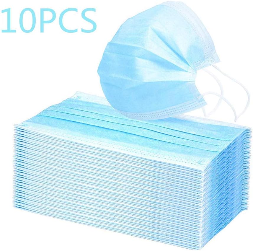 10PCS Disposable Face Shield, Dust Protective 3plys Comfortable Filter Dustproof Cover