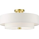 Livex Lighting 51045-12 Meridian Collection 4-Light Semi Flush Mount Ceiling Light with Off-White Hardback Fabric Shade, Sati