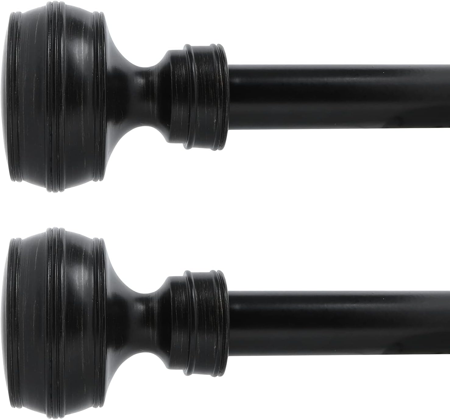 OLV 2 Pack Retro Curtain Rod 3/4" Adjustable Single Window Rod 28"-48" with Cylindrical Designed Treatment Antique Finials Black Drapery Rods.: Home Improvement