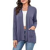 TASAMO Women's Casual Lightweight Cardigan Long Sleeve Open Front with Pockets Cozy Soft Knitted Drape Fall Flowy Cardigan