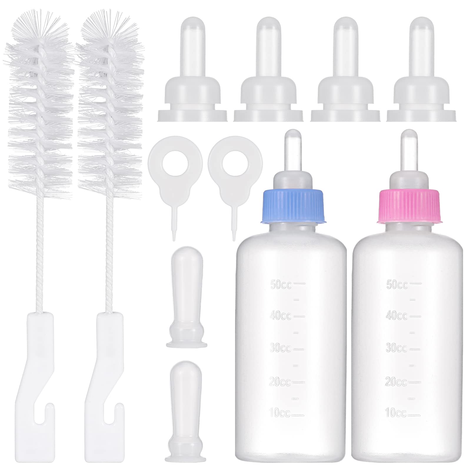 KroY PecoeD Pet Feeding Kit - Milk Bottle Set for Kitten & Puppy, 50ml, With Replacement Nipples & Cleaning Brushes