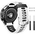 NotoCity for 735XT Watch band/Forerunner 235/230/ 220/620/ 630 Silicone Strap Approach S20/ S5/ S6 Wristbands with Metal Buckle(White-Black)