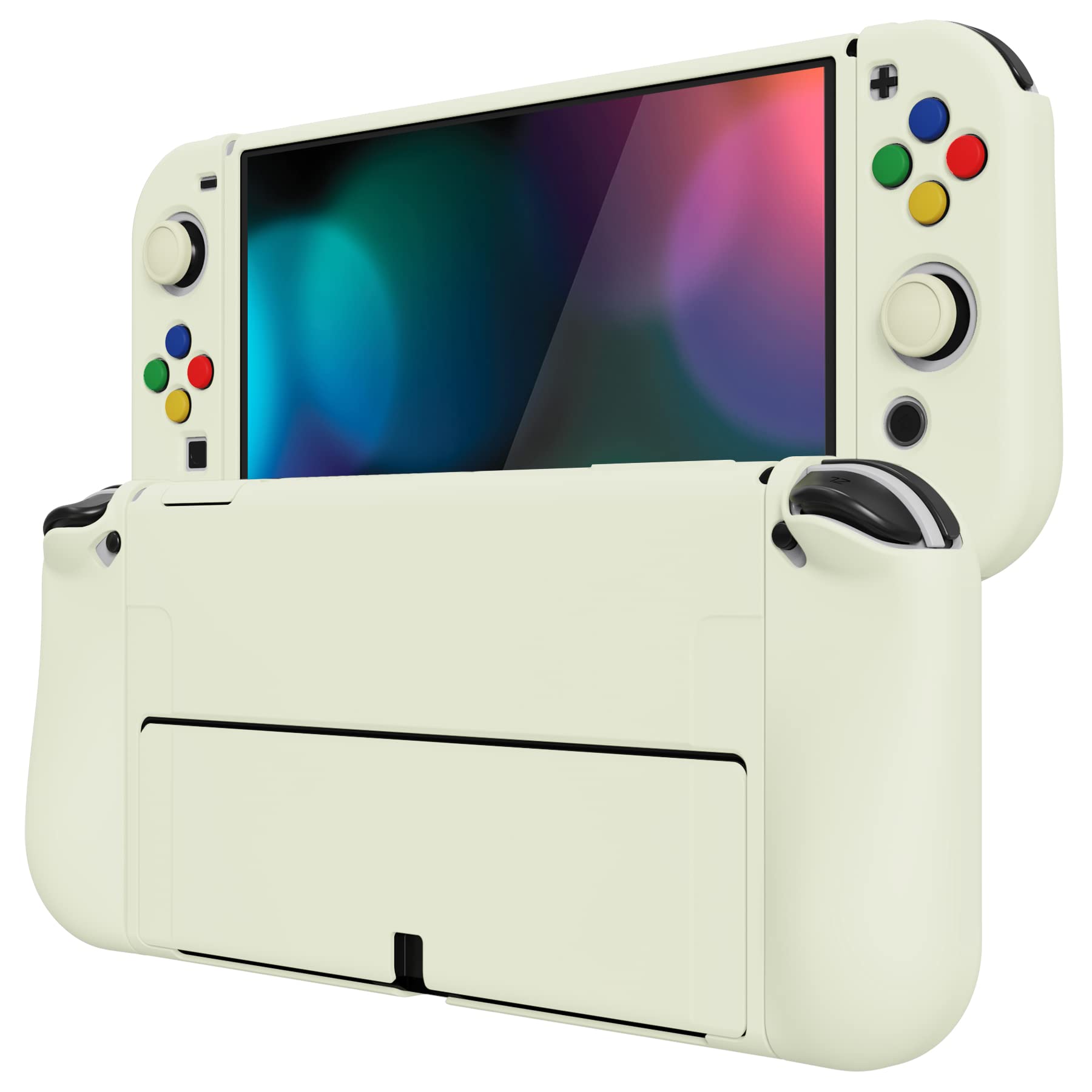 Photo 1 of PlayVital ZealProtect Protective Case Cover for Nintendo Switch OLED, Joycon Grip Cover for Nintendo Switch OLED with Thumb Grips & ABXY Direction Button Caps - Antique Yellow