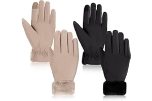 Eurzom 2 Pair Women's Waterproof Touchscreen Ski Gloves Winter Ski Snow Snowboarding Gloves Windproof Snow Accessories