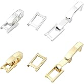 LiQunSweet 10 pcs 2 Colors Brass Watch Band Clasps Foldover Extender Closure Deployment Clasps Replacement for Watch Straps Bracelet Necklace Jewelry Findings - 17×4.5mm