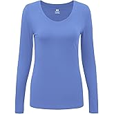 Underscrub Long Sleeve Women - Scoop Neck Scrubs Undershirt Soft Stretch Fitted Top