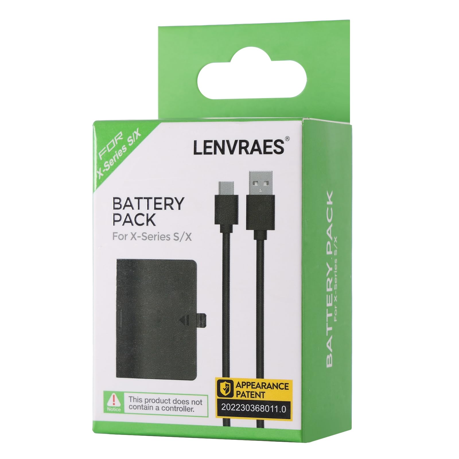 1 Pack Rechargeable Controller Battery Pack for Xbox Series S/X, Upgraded 800 mAh Battery Pack with USB C Charging Cable and LED Indicator