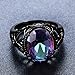 Bamos Jewelry Christmas Gift Rainbow Topaz Diamonds Engagement Wedding Party Black Gold Womens Ring Size 5